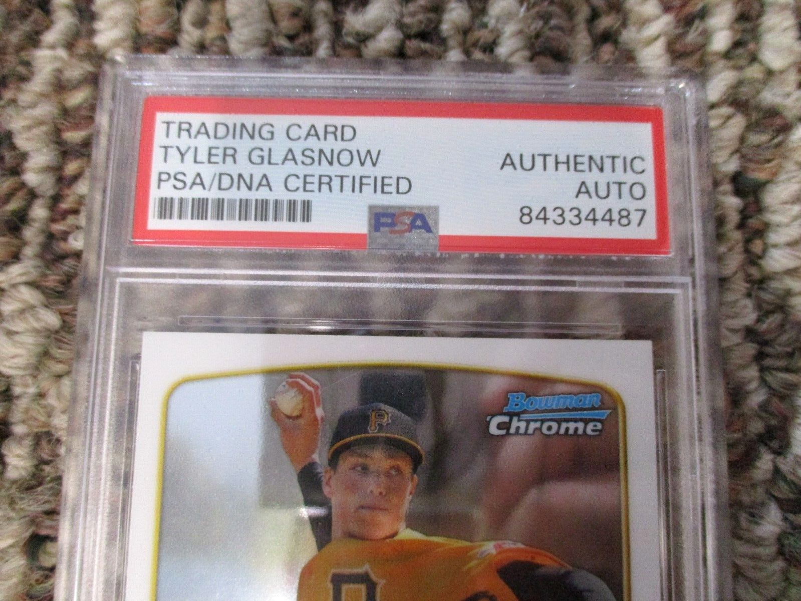 MLB Tyler Glasnow Pittsburgh Pirates Autographed Signed Topps BC Card 5 PSA Slab