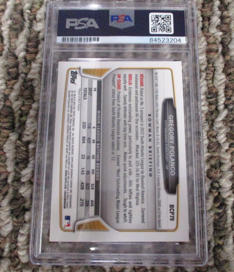 MLB Gregory Polanco Pittsburgh Pirates Autographed Signed Topps BC Card PSA Slab