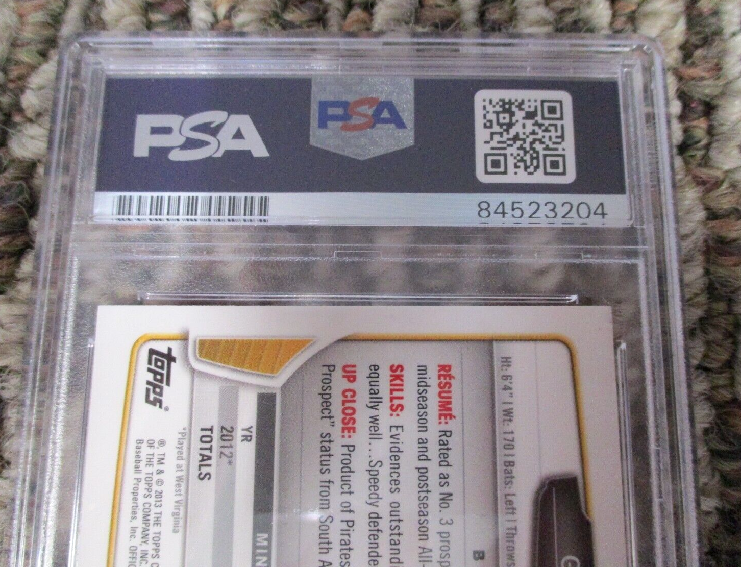 MLB Gregory Polanco Pittsburgh Pirates Autographed Signed Topps BC Card PSA Slab