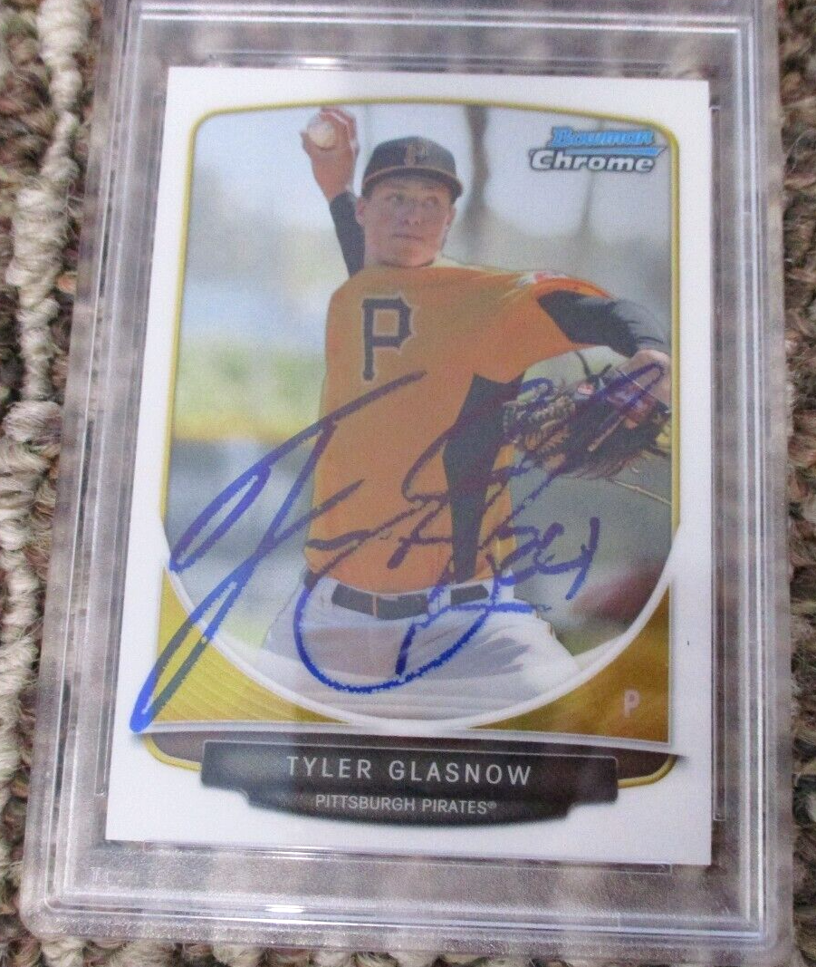 MLB Tyler Glasnow Pittsburgh Pirates Autographed Signed Topps BC Card 4 PSA Slab