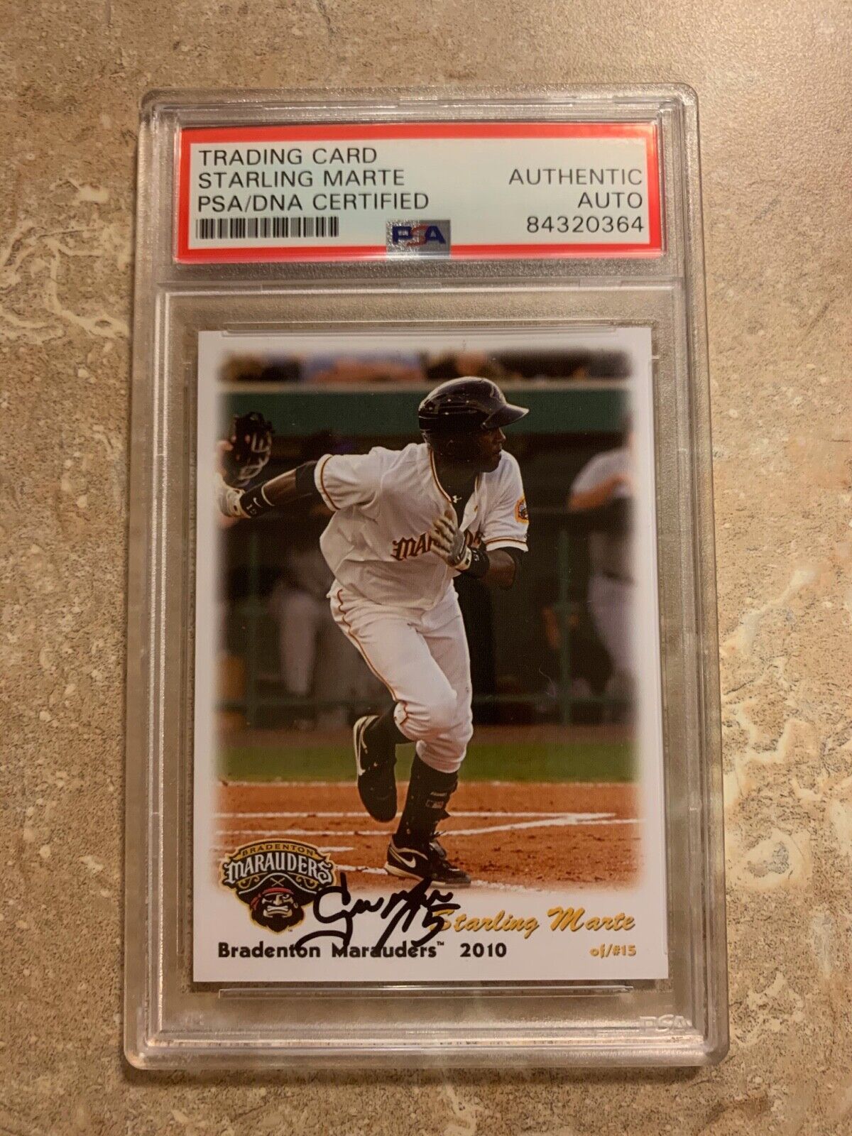 Starling Marte Autographed 2010 Bradenton Marauders Card PSA Slabbed Certified