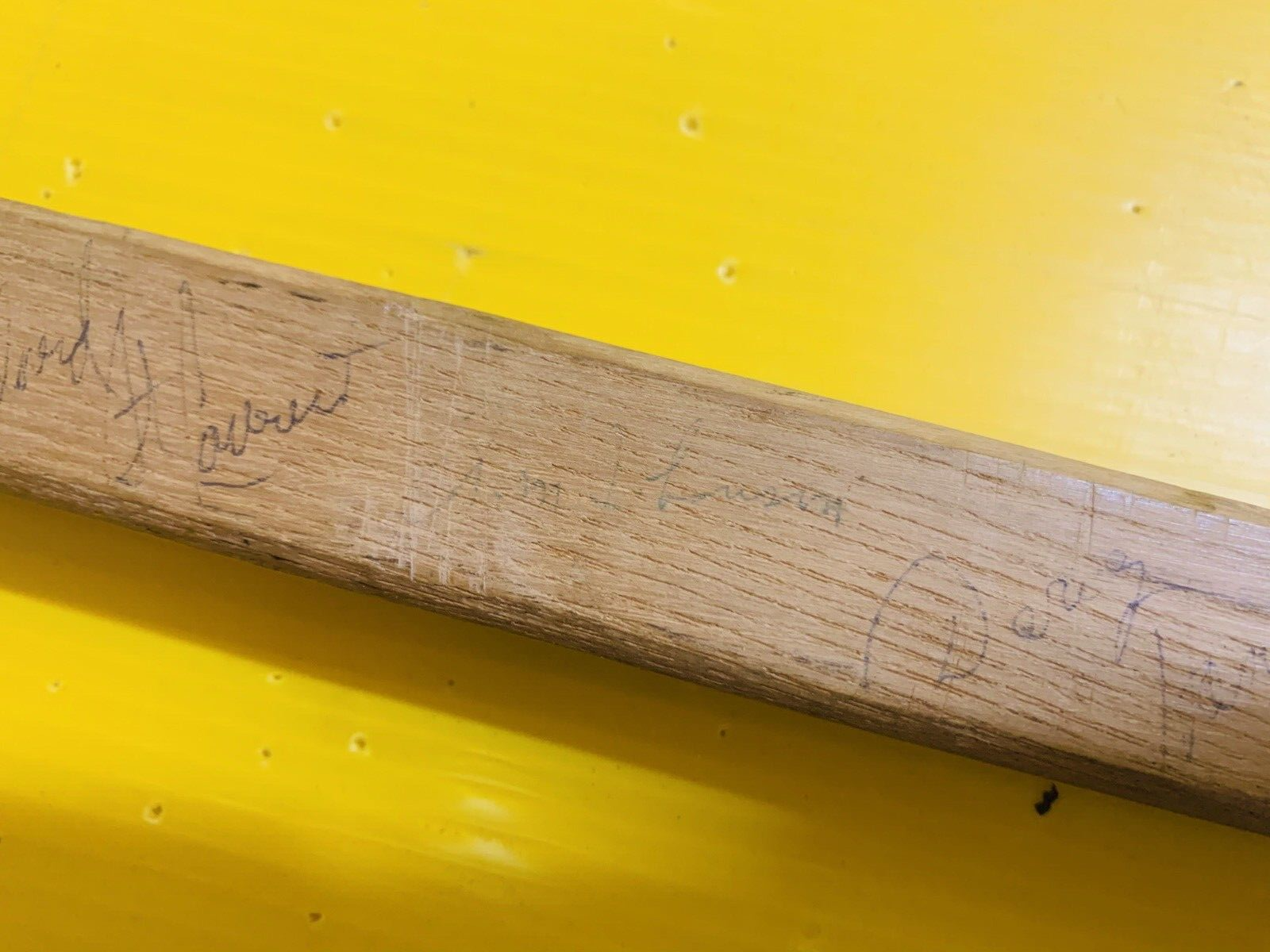 NHL 1956-57 Canadiens Team Autographed Stick Plante Blake Harvey Belivea PSA LOA