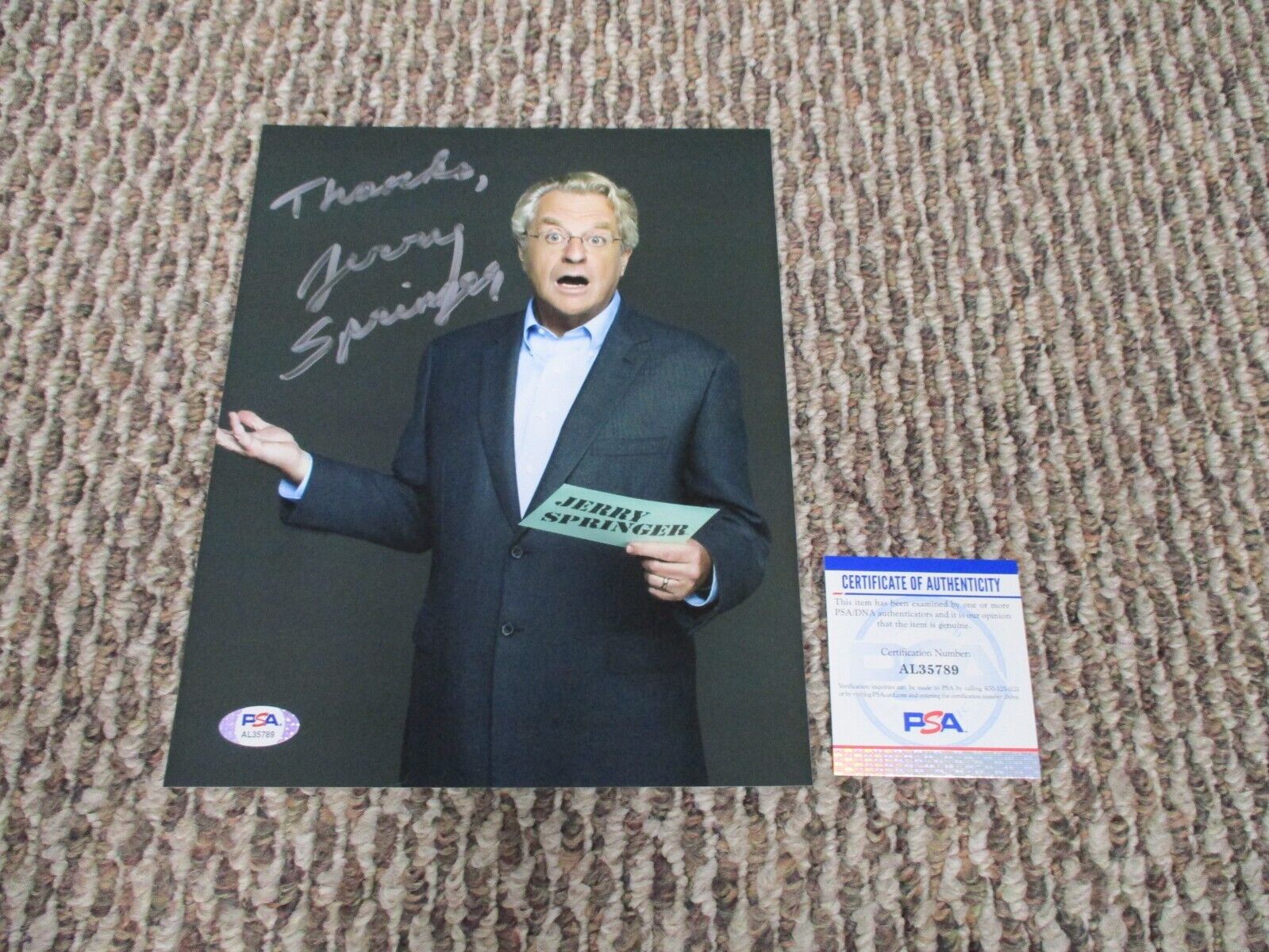 TV Host Jerry Springer Autographed Signed Jerry Springer Show 8x10 Photo PSACOA