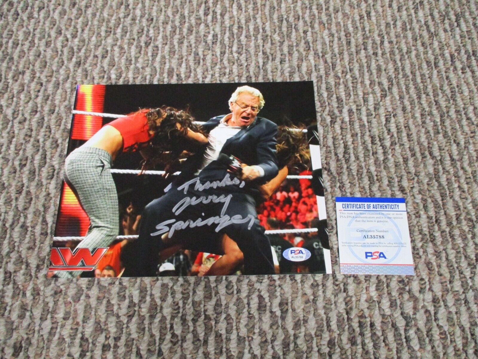 TV Host Jerry Springer Autographed Signed WWE Jerry Springer 8x10 Photo PSA COA