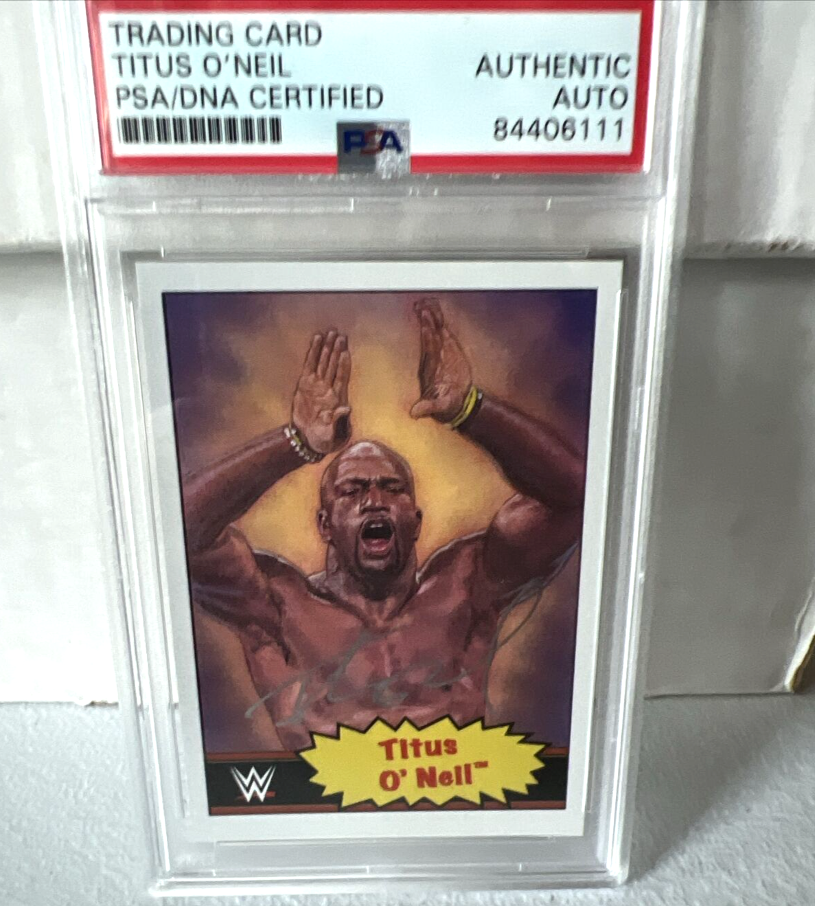 Titus O'Neil "Wrestler" Autographed Signed Topps 2021 WWE Trading Card PSA Auth