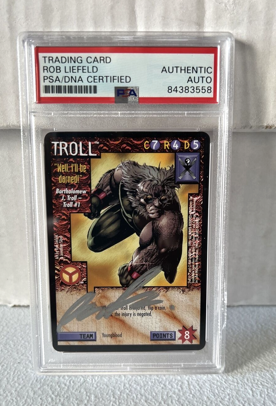 Rob Liefeld "Artist" Autographed Signed Wild Storms Playing Card 8 Troll PSA