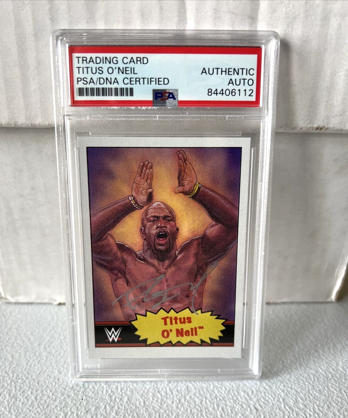 Titus O'Neil "Wrestler" Autographed Signed WWE 2021 Topps Trading Card #21 PSA 4