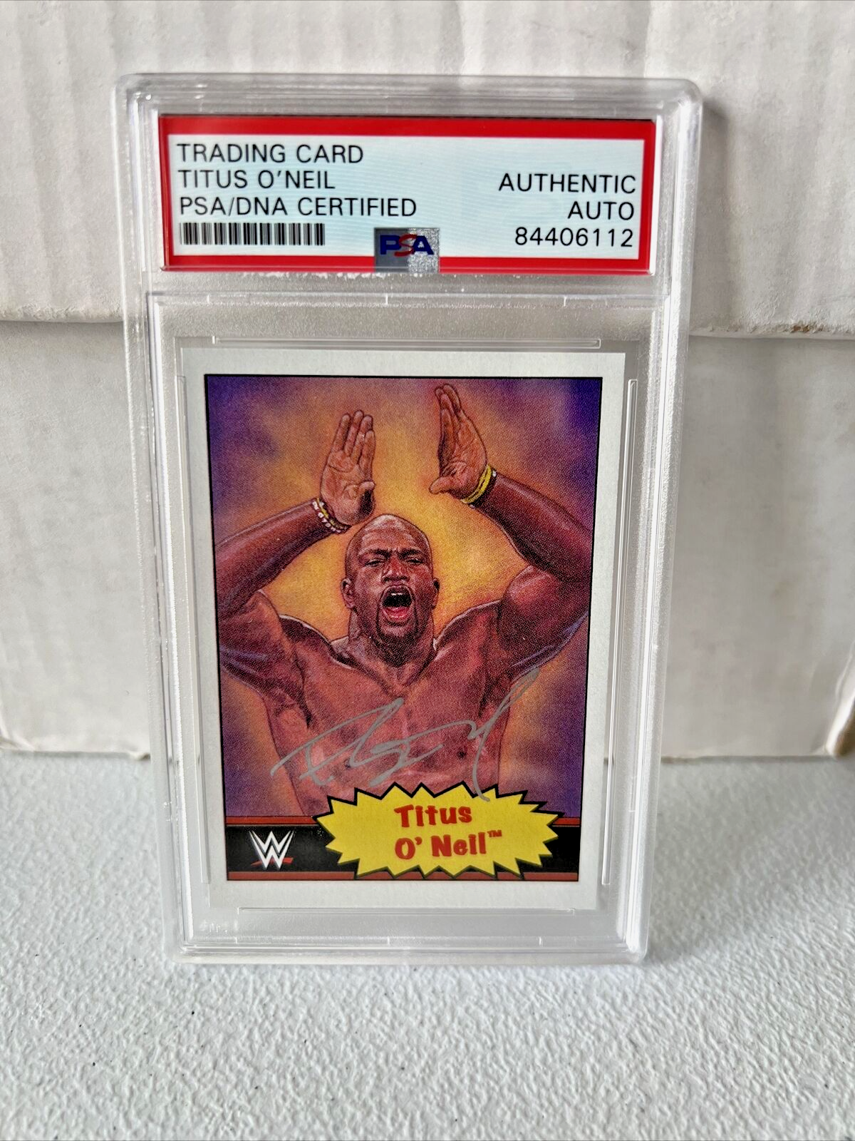 Titus O'Neil "Wrestler" Autographed Signed WWE 2021 Topps Trading Card #21 PSA 4