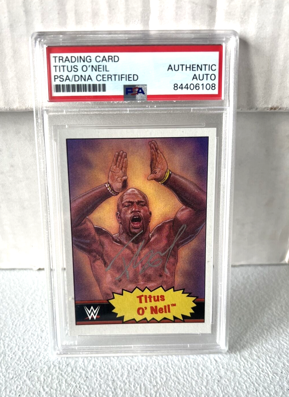 Titus O'Neil "Wrestler" Autographed Signed WWE 2021 Topps Trading Card #21 PSA 2