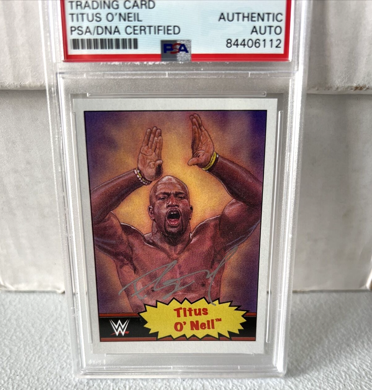 Titus O'Neil "Wrestler" Autographed Signed WWE 2021 Topps Trading Card #21 PSA 4