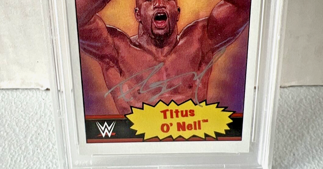 Titus O'Neil "Wrestler" Autographed Signed WWE 2021 Topps Trading Card #21 PSA 4