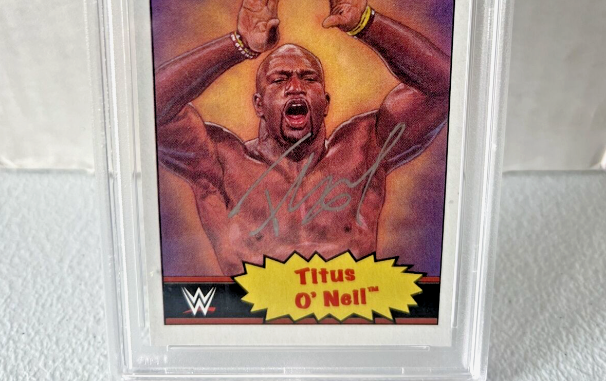 Titus O'Neil "Wrestler" Autographed Signed WWE 2021 Topps Trading Card #21 PSA 2