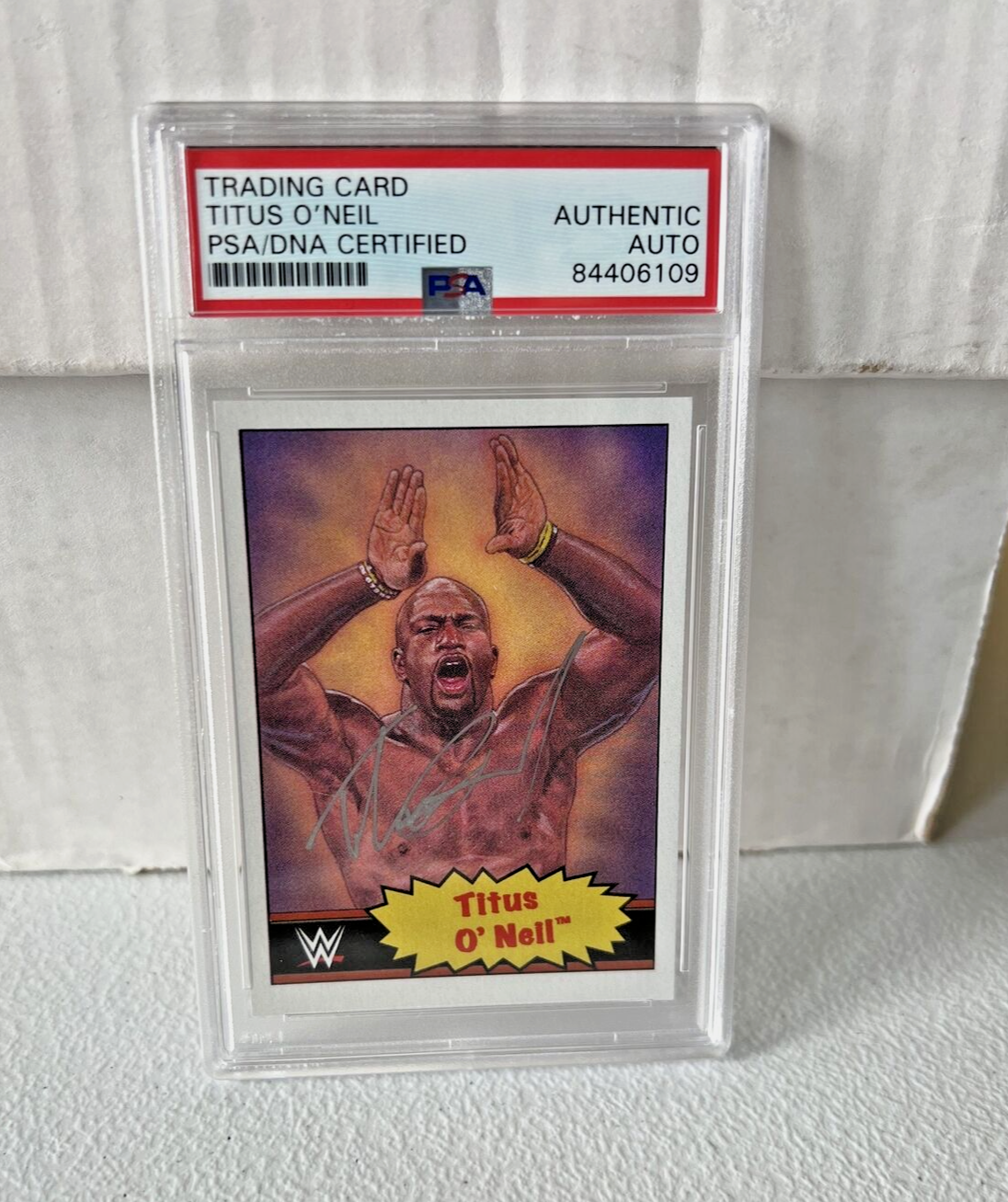 Titus O'Neil "Wrestler" Autographed Signed WWE 2021 Topps Trading Card #21 PSA 5