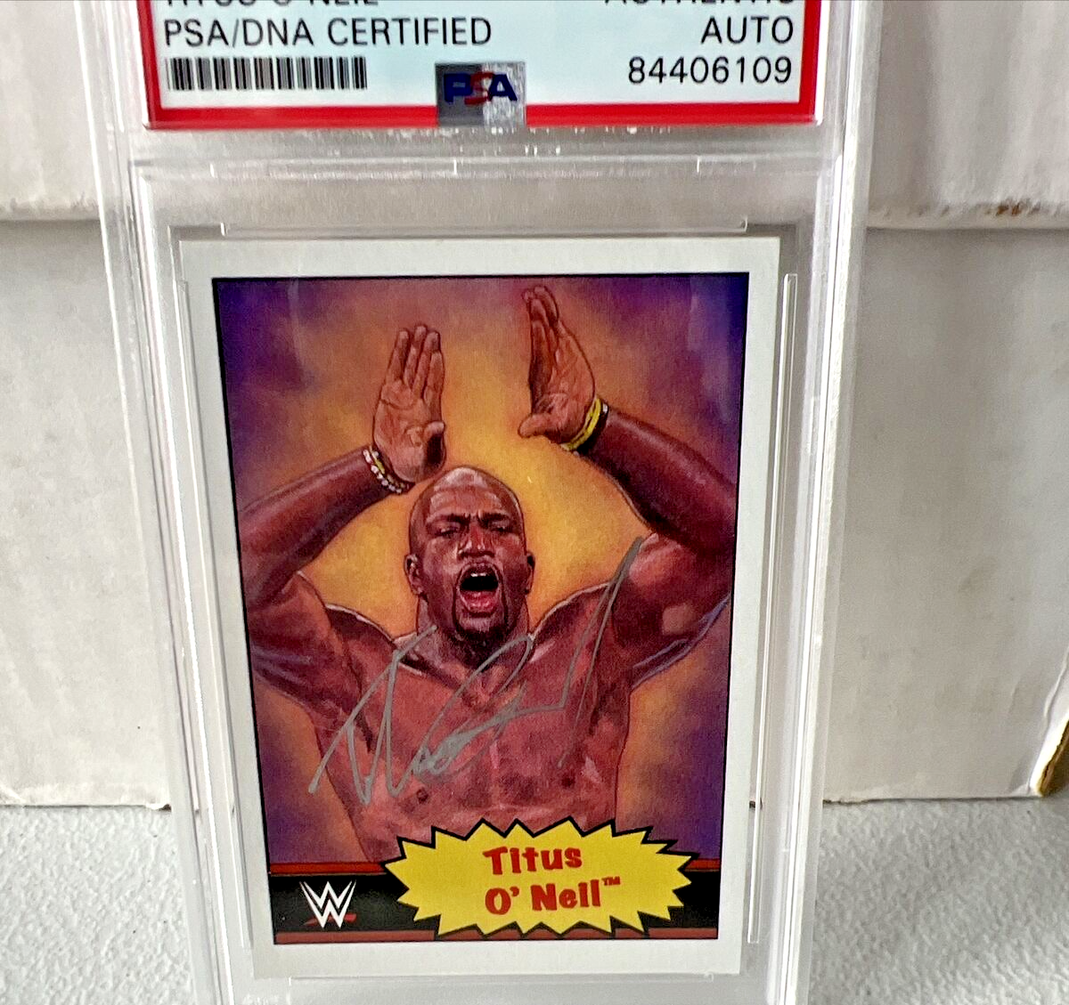 Titus O'Neil "Wrestler" Autographed Signed WWE 2021 Topps Trading Card #21 PSA 5