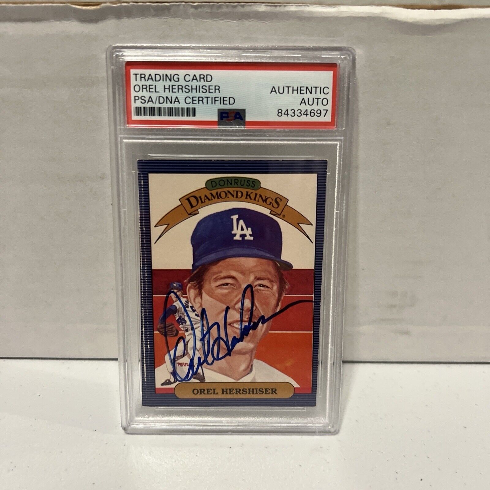 Orel Hershiser Autographed Signed 1985 Leaf Donruss DK Card #18 PSA Auth Slab