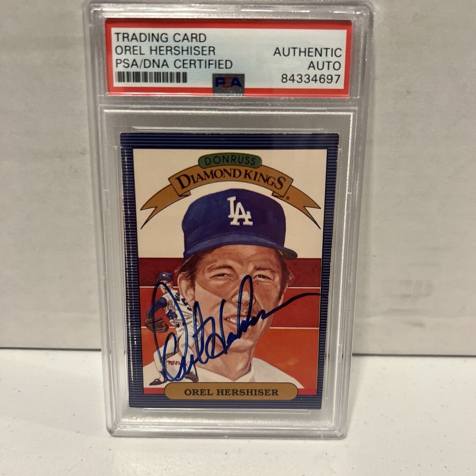 Orel Hershiser Autographed Signed 1985 Leaf Donruss DK Card #18 PSA Auth Slab