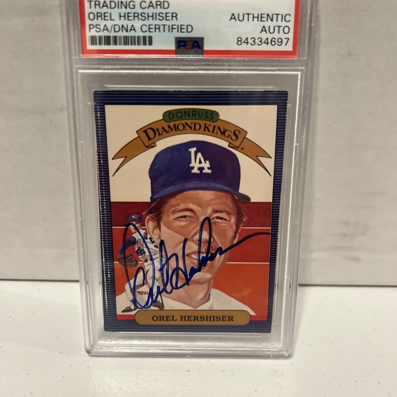 Orel Hershiser Autographed Signed 1985 Leaf Donruss DK Card #18 PSA Auth Slab