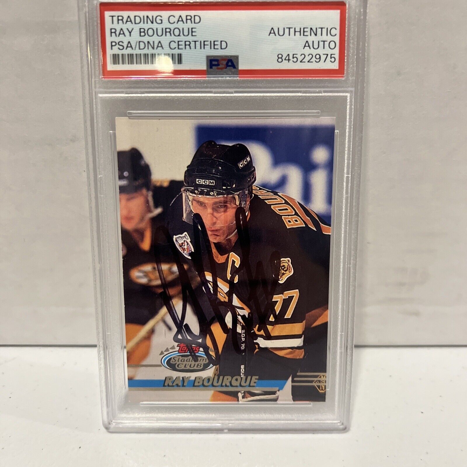 Ray Bourque Autographed Signed 1993 Topps Stadium Club Card #160 PSA Auth Slab