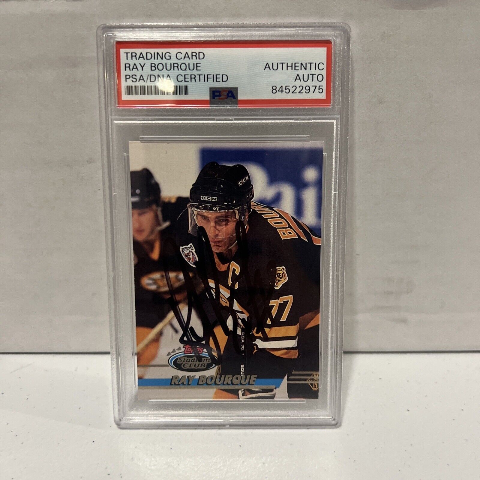 Ray Bourque Autographed Signed 1993 Topps Stadium Club Card #160 PSA Auth Slab