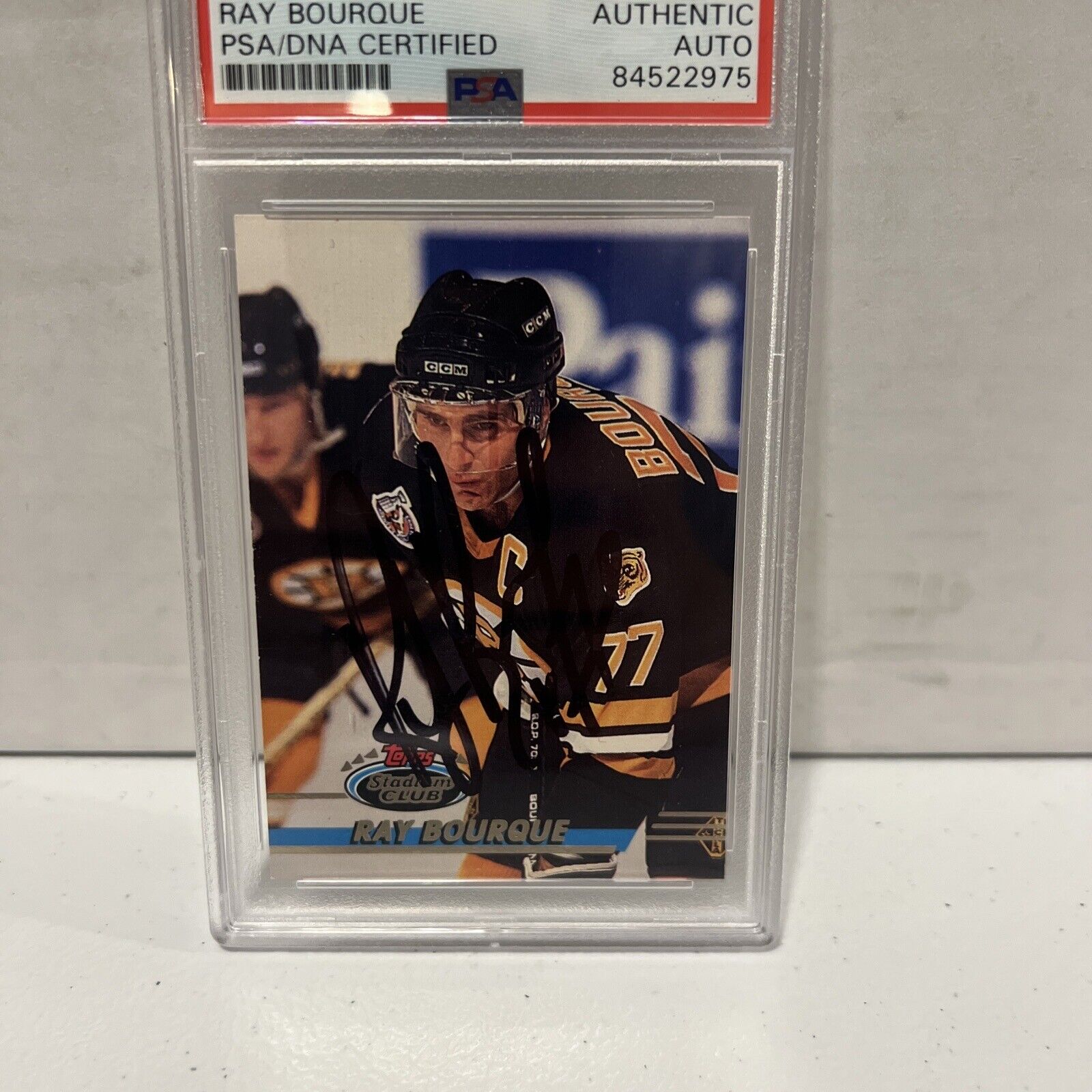 Ray Bourque Autographed Signed 1993 Topps Stadium Club Card #160 PSA Auth Slab