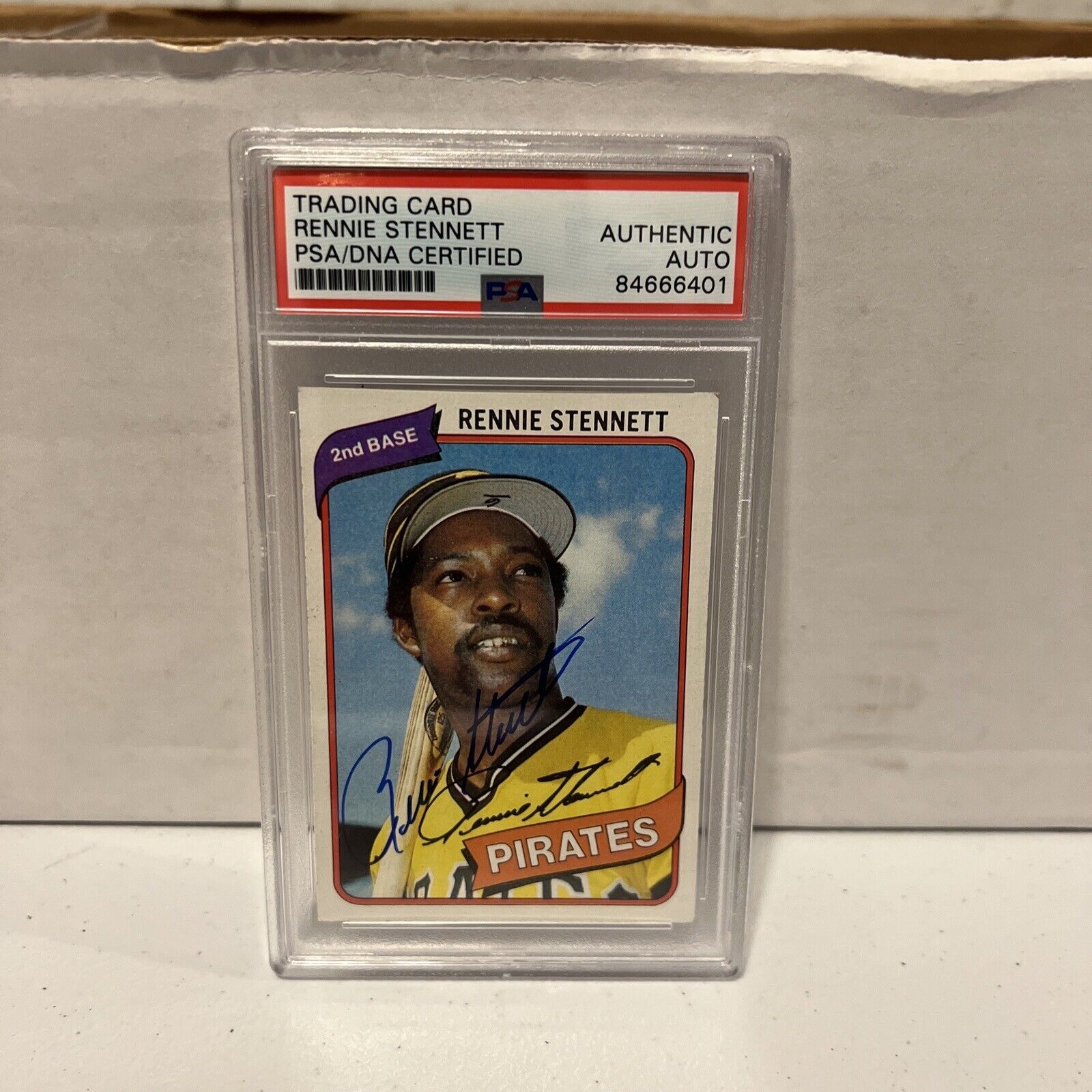 Rennie Stennett Pirates Autographed Signed 1980 Topps Card #501 PSA Auth Slab