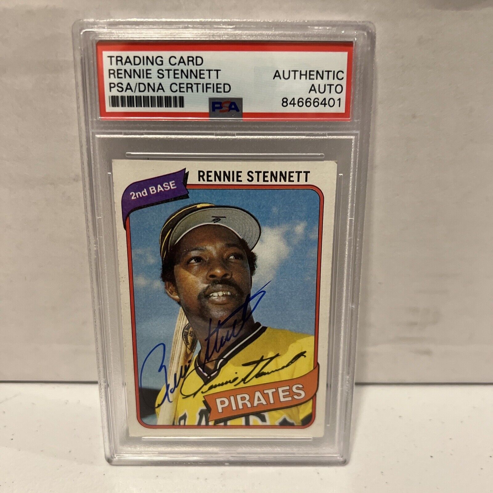 Rennie Stennett Pirates Autographed Signed 1980 Topps Card #501 PSA Auth Slab