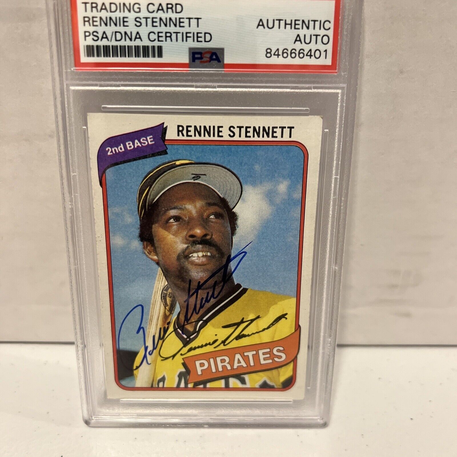 Rennie Stennett Pirates Autographed Signed 1980 Topps Card #501 PSA Auth Slab