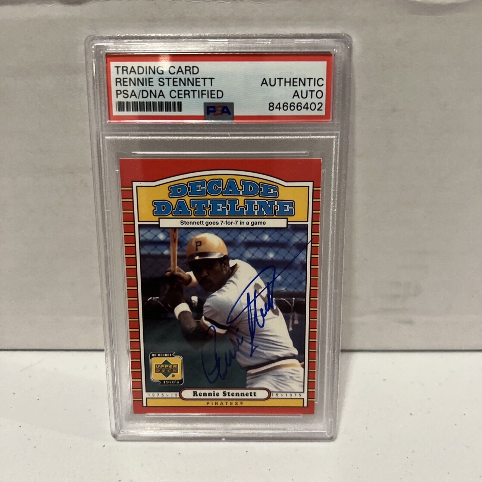 Rennie Stennett Autographed Signed 2001 Upper Deck DD Card #127 PSA Auth Slab