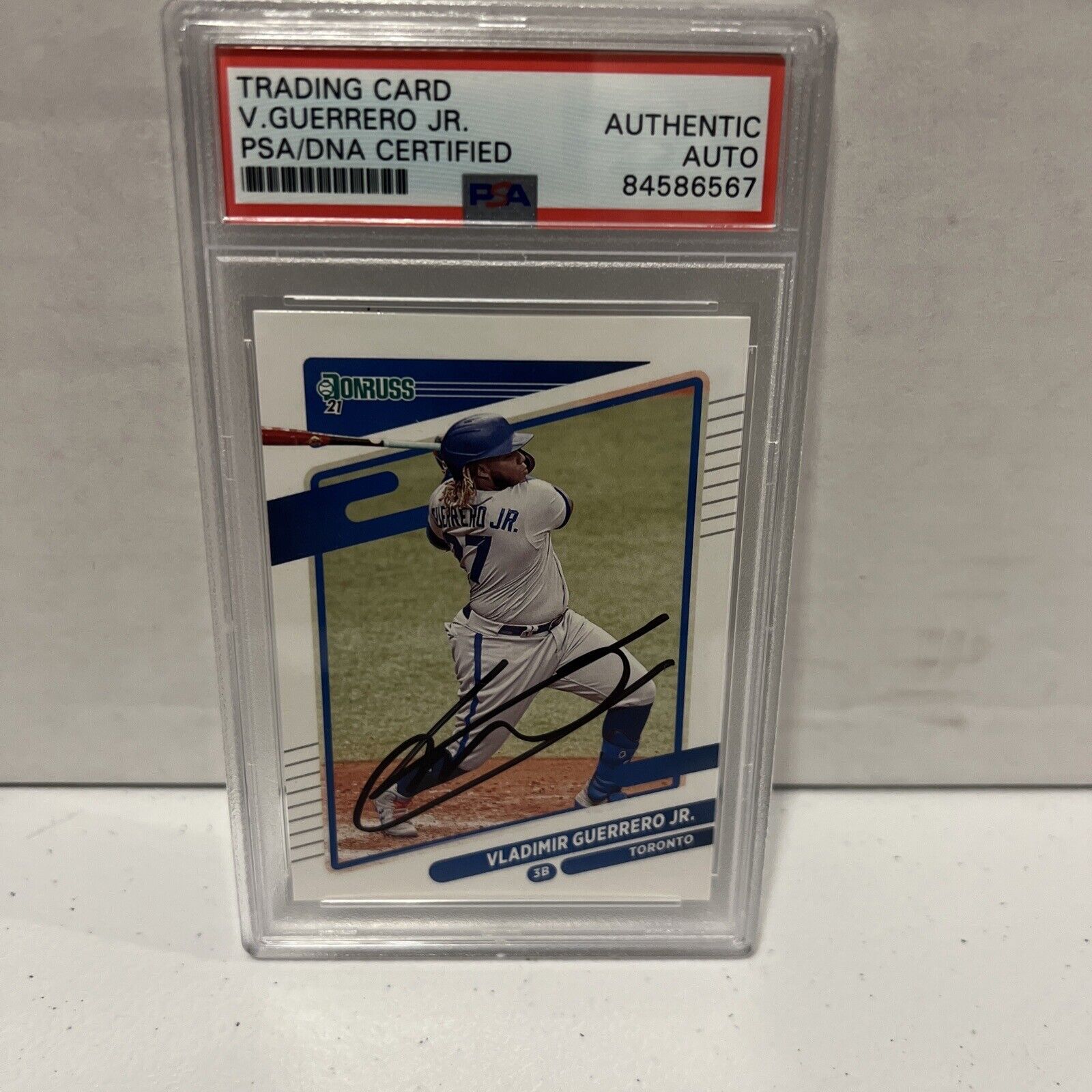 Vladimir Guerrero Jr. Autographed Signed 2021 Panini Card #179 PSA Auth Slab