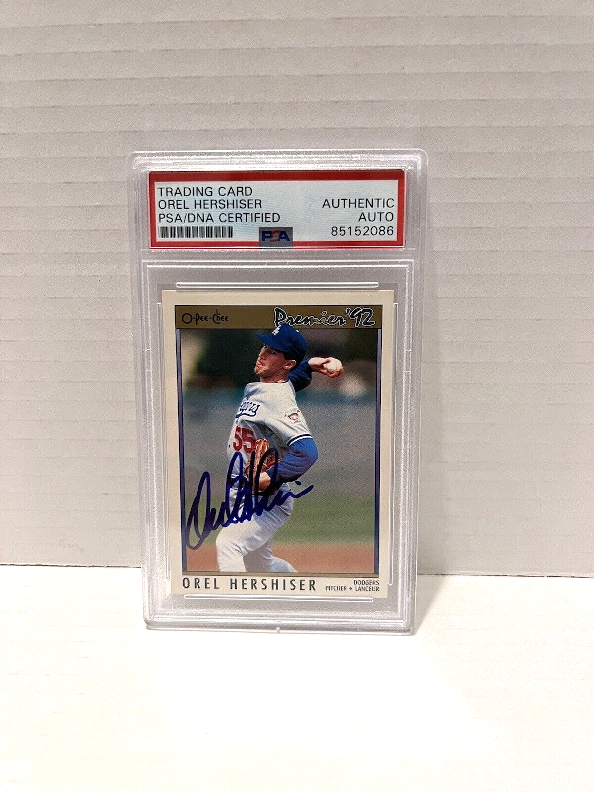 Orel Hershiser Autographed Signed O-Pee-Chee Prem. 92 Card #162 PSA #85152086