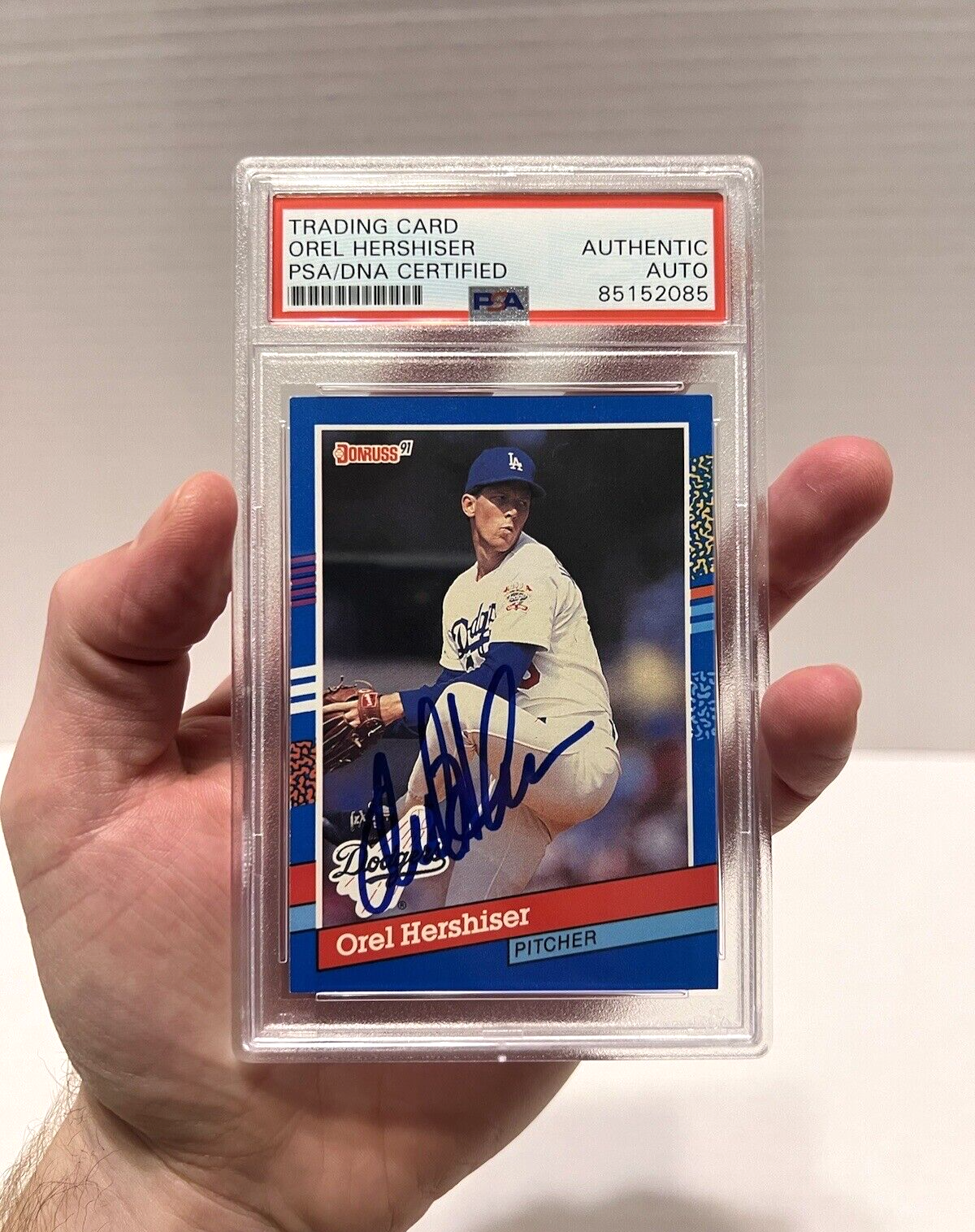 Orel Hershiser Autographed Signed 1990 Donruss Leaf Card #280 PSA #85152085