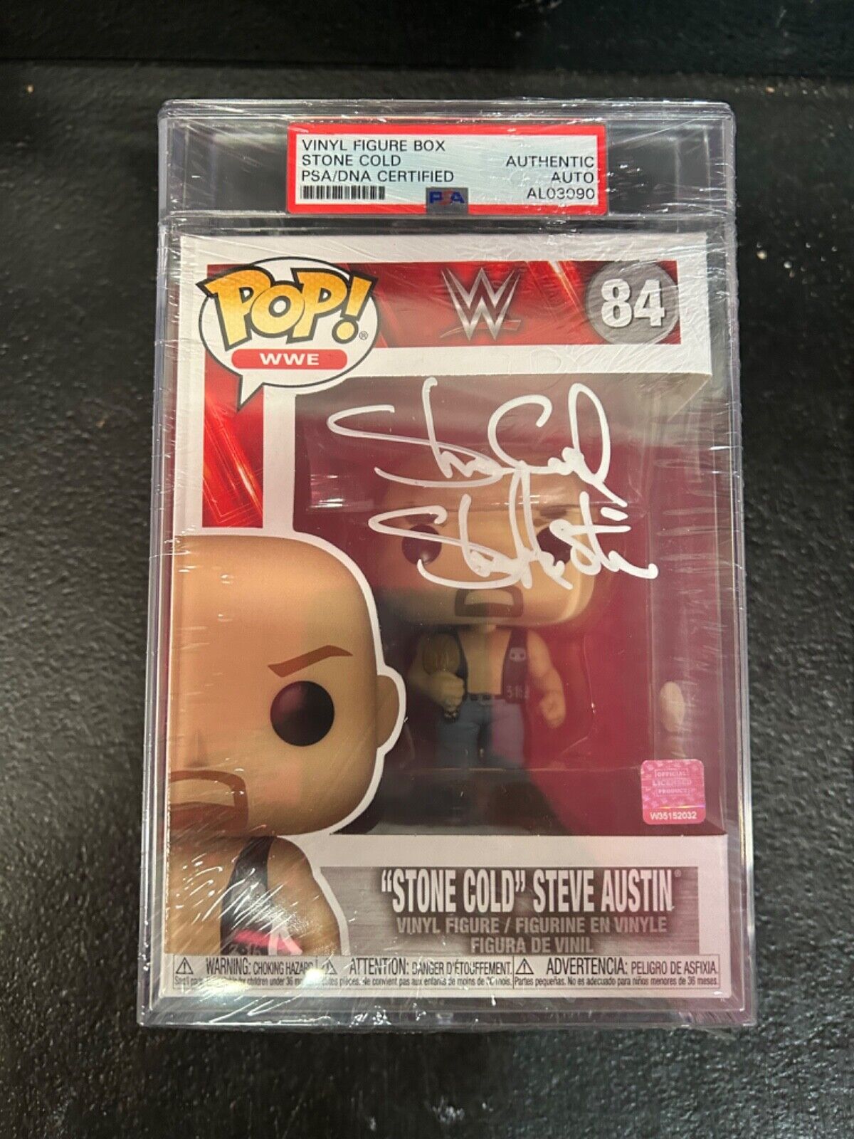 Steve Austin Signed Funko Pop PSA Slabbed Certified #84 WWE Stone Cold E