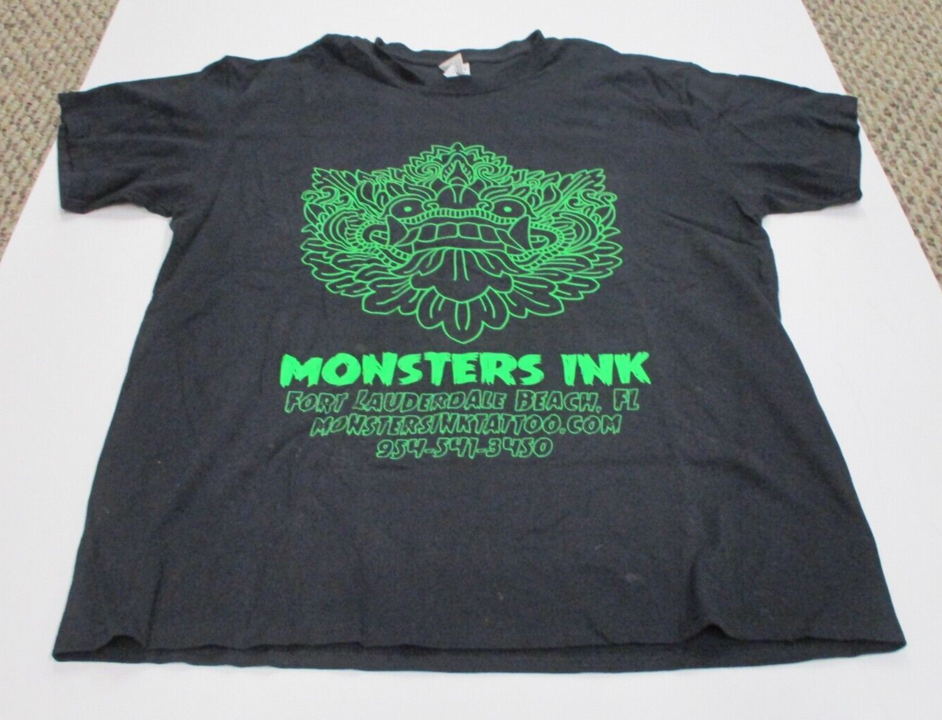 Monsters Ink Tattoos Fort Lauderdale FL Large Gildan T Shirt 100% Cotton