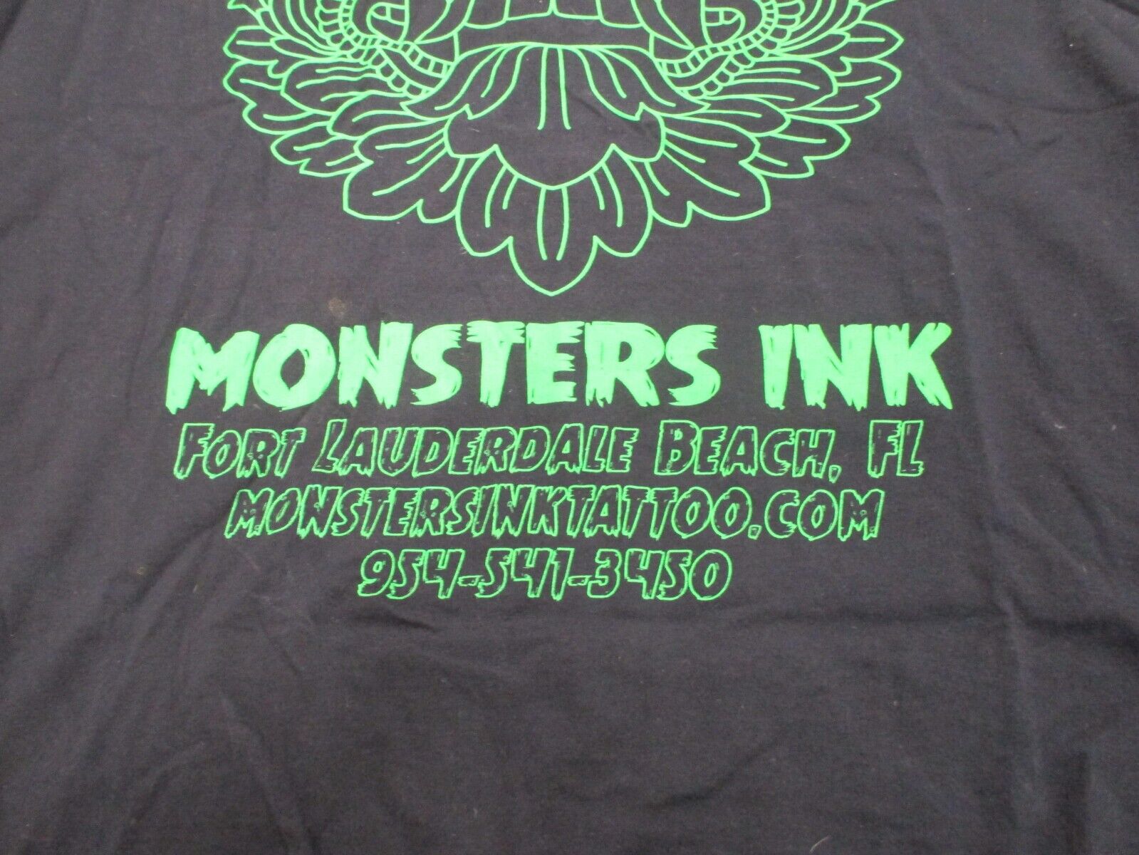 Monsters Ink Tattoos Fort Lauderdale FL Large Gildan T Shirt 100% Cotton