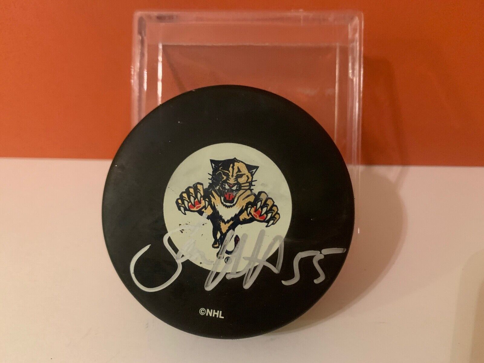 Sean Hill Autographed Official NHL Hockey Puck with Florida Panthers Logo