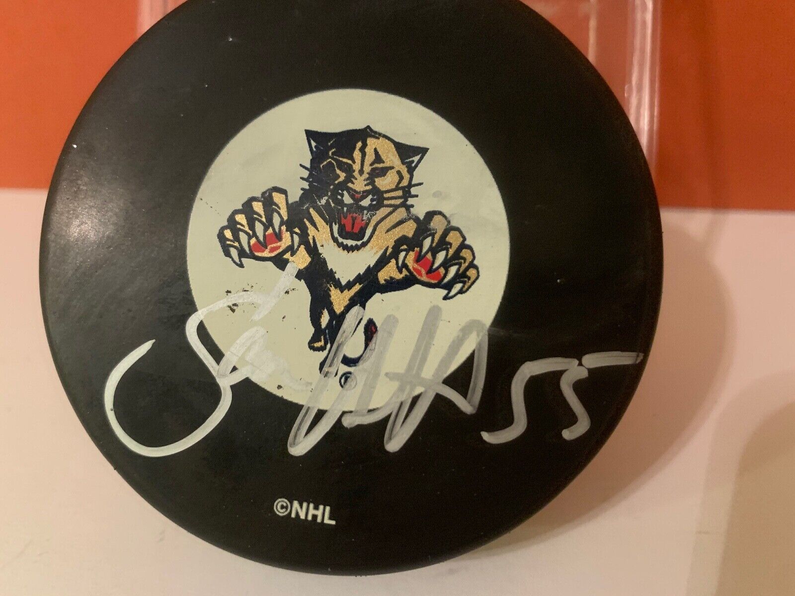 Sean Hill Autographed Official NHL Hockey Puck with Florida Panthers Logo