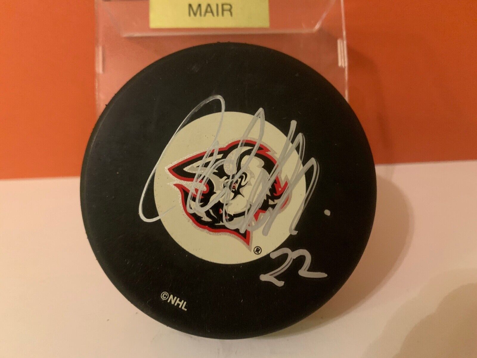 Adam Mair Autographed Official NHL Hockey Puck with Buffalo Sabres Team Logo