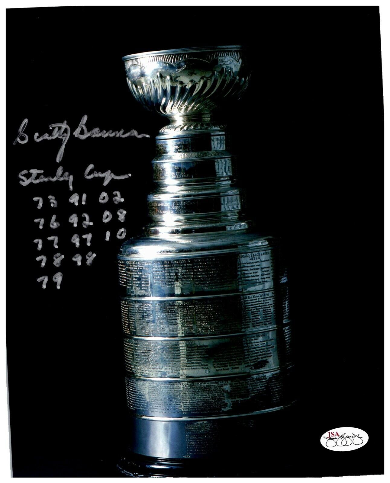 Scotty Bowman Stanley Cup Inscription Autograph Signed 8x10 Color Photo JSA SOA