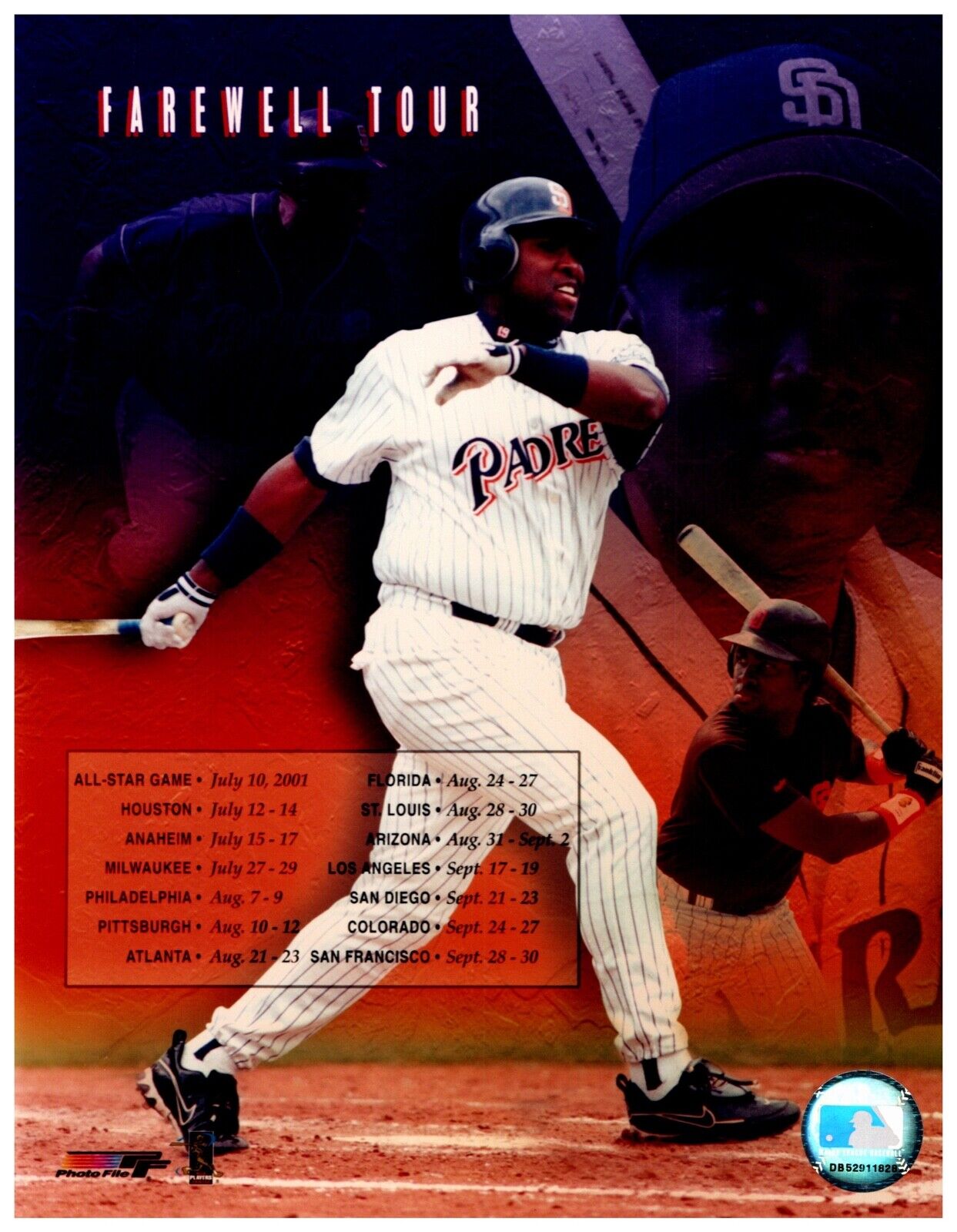 Tony Gwynn San Diego 8x10 Sports Photo A Unsigned Farewell Tour MLB Hologram