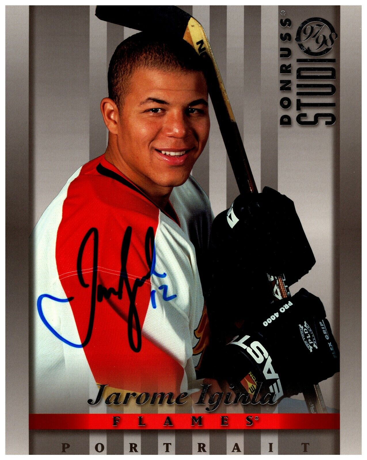 Jarome Iginla #12 Calgary Flames Portrait 1997 Donruss Studio 8x10 Color Photo