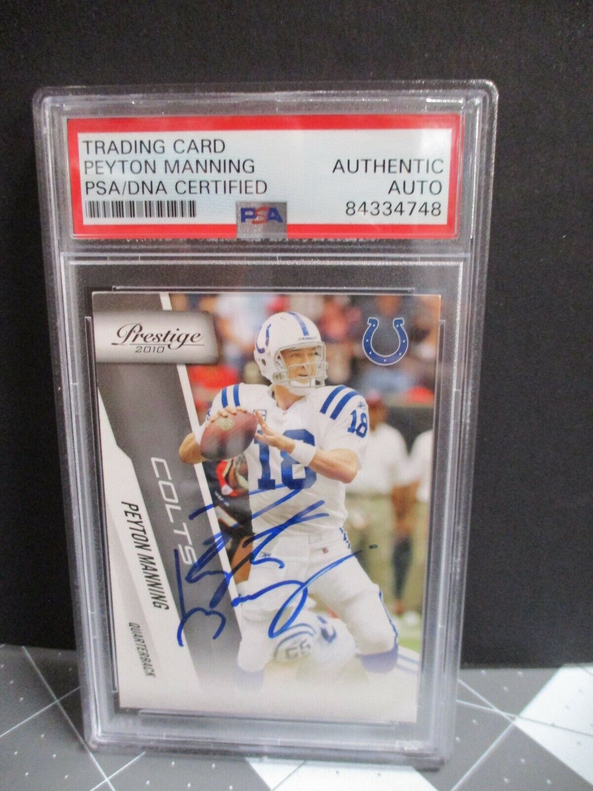 Peyton Manning Autographed  signed 2010 Panini Prestige Card PSA 84334748