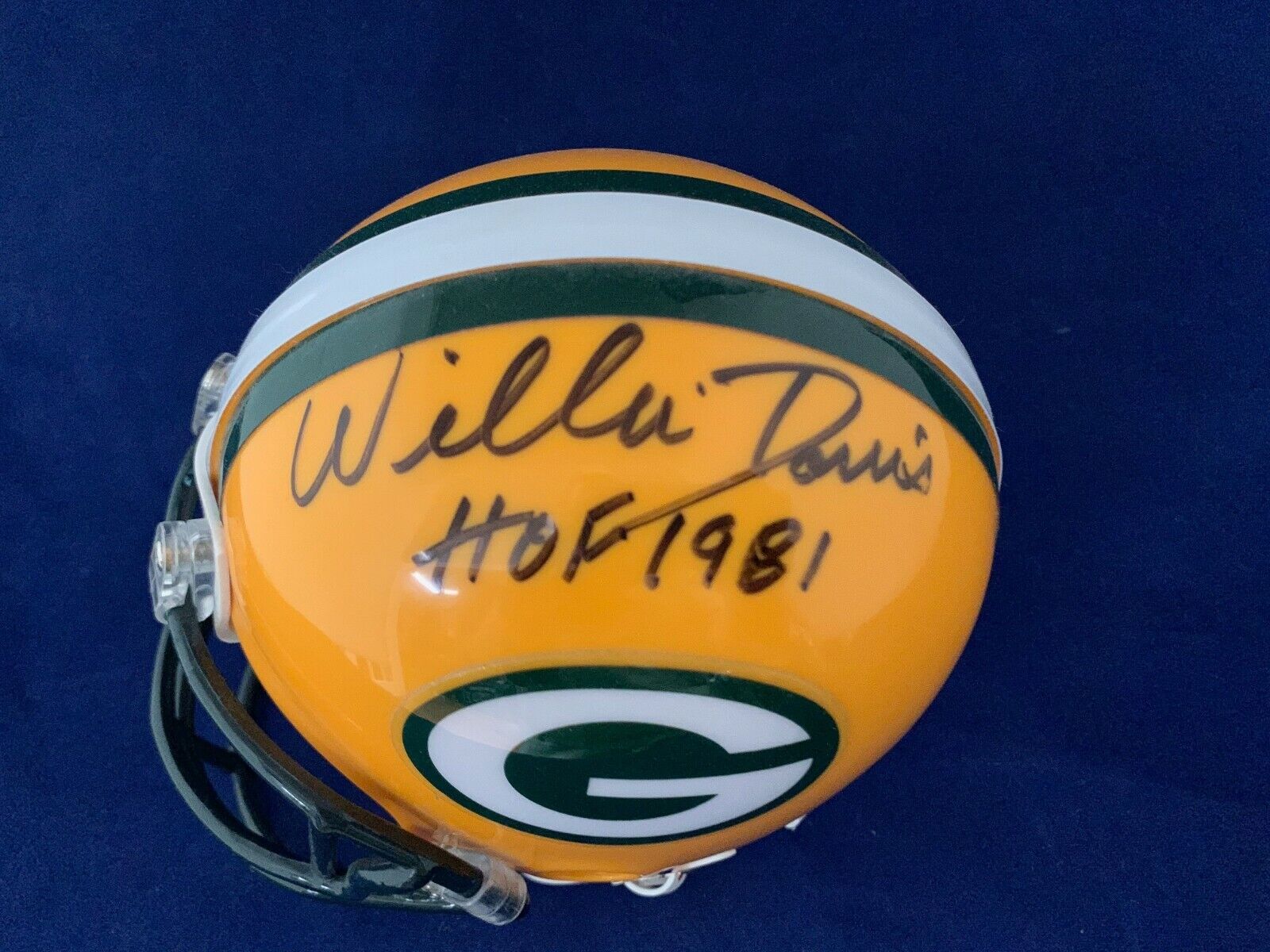 Willie Davis Packers HOF 1981 Signed Autographed Mini Helmet with Cert