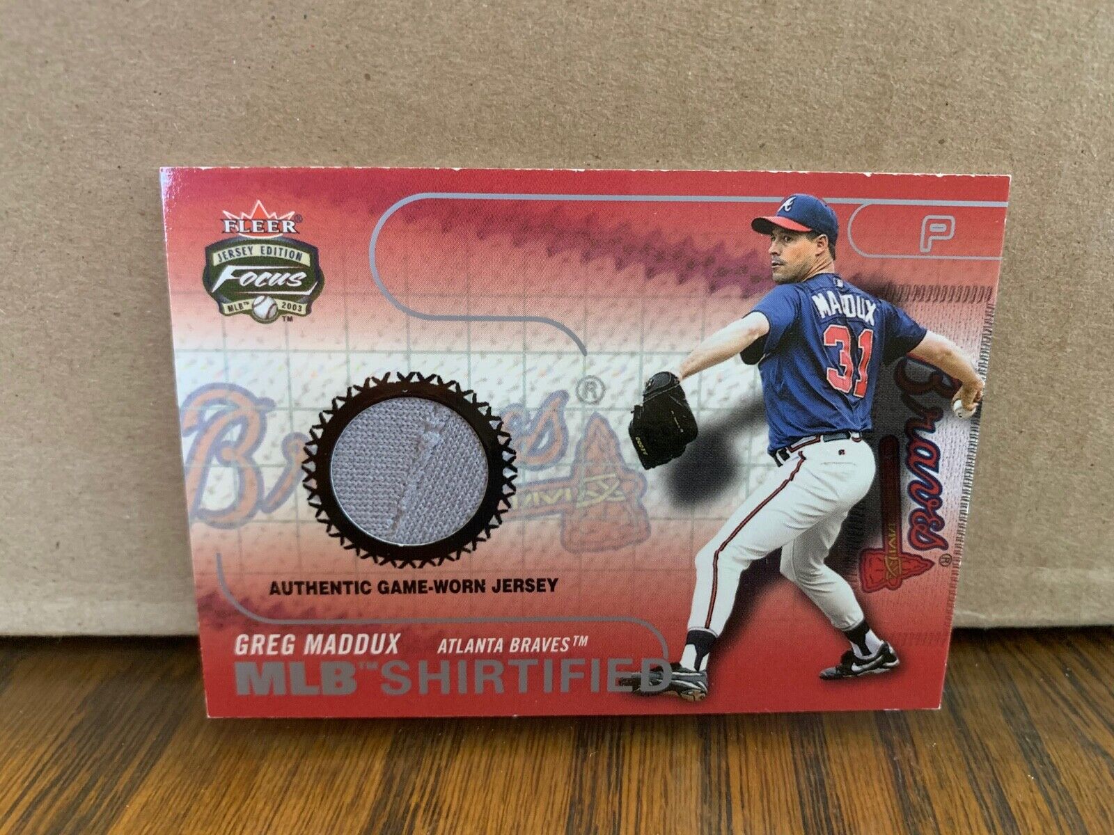 Greg Maddux Braves 2003 Fleer Jersey Edition Focus MLB Shirtified Card #MLB-GM