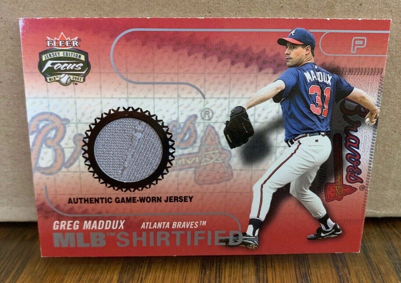 Greg Maddux Braves 2003 Fleer Jersey Edition Focus MLB Shirtified Card #MLB-GM