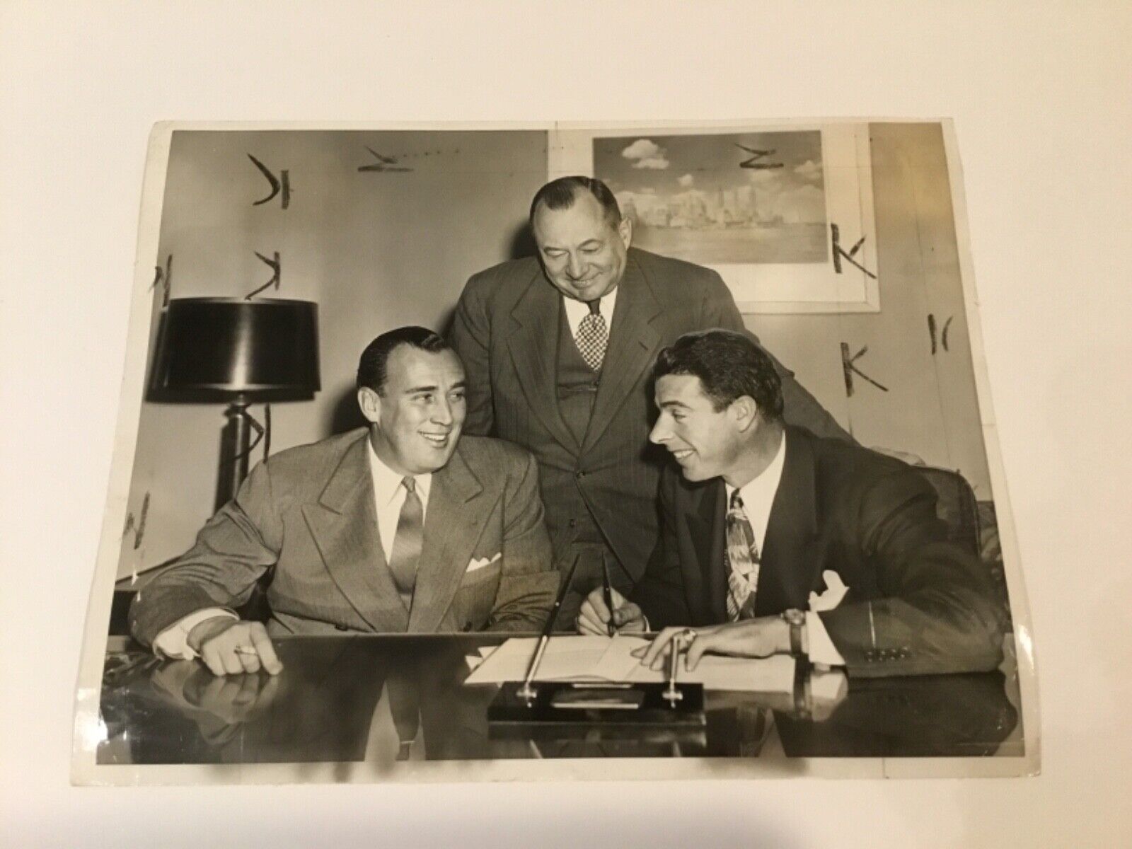 Joe DiMaggio 1949 Contract Mirror Original Wire Photo