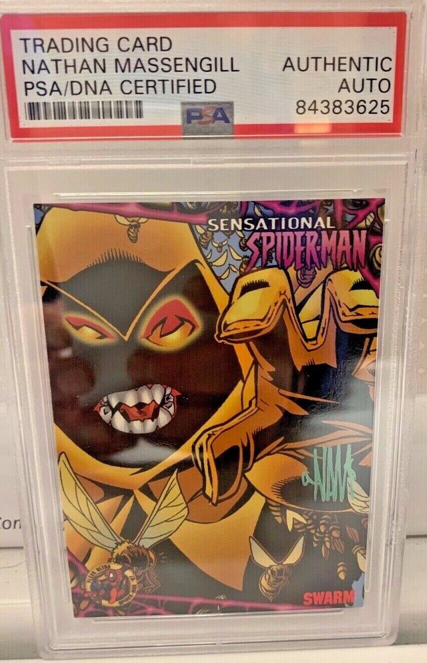 Nathan Massengill signed Spiderman Trading Card #35 Swarm PSA Certified