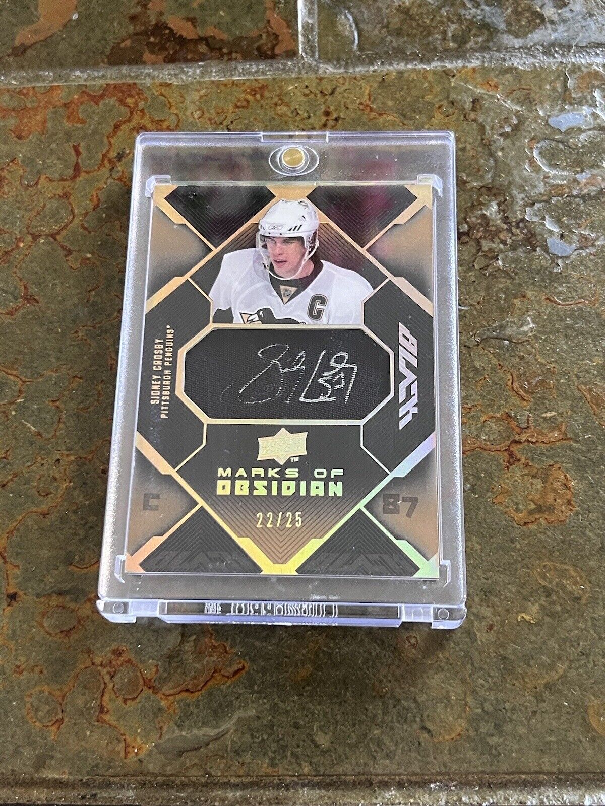 Sidney Crosby Penguins 2008 Upper Deck Black Marks Obsidia Gold Auto Card #22/25