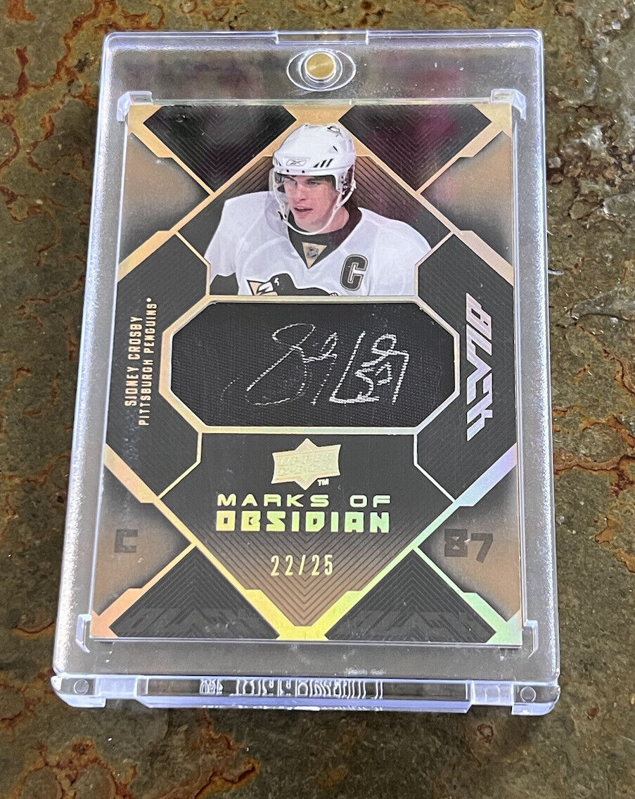 Sidney Crosby Penguins 2008 Upper Deck Black Marks Obsidia Gold Auto Card #22/25