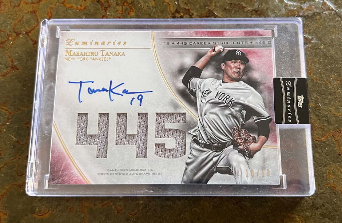 MLB Mashiro Tanaka Yankees 2017 Topps Lumineers Auto Jersey Card #10/10