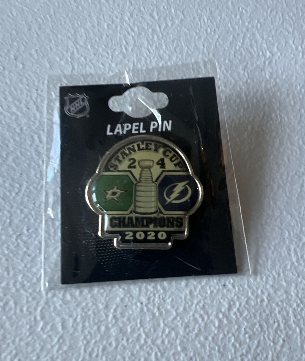 NHL 2020 Stanley Cup Official Label Pin NIP Lightning Stars 1.5 x 1.5 Inch